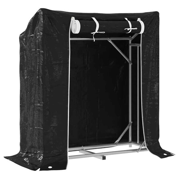 vidaxL Firewood Rack with Rain Cover 39.6"x15.9"x43.5" Galvanized Steel