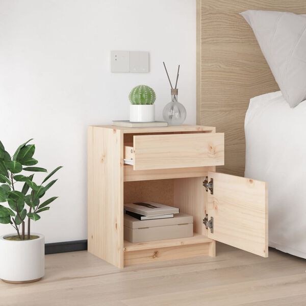 vidaXL Bedside Cabinet Solid Pinewood Medium Bedside Cabinet Rectangular