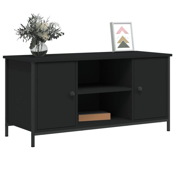 vidaXL Tv Cabinet Black Engineered wood, Iron Medium Tv Cabinet