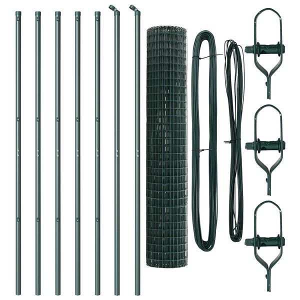 vidaXL Fence with Posts Green 59.1" x 393.7" Steel