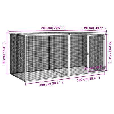 vidaXL Chicken Cage with Roof Anthracite 79.9"x38.6"x35.4" Galvanized Steel