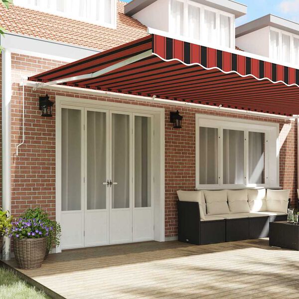 vidaXL Retractable Awning Orange and Brown 236.2" x 118.1" fabric