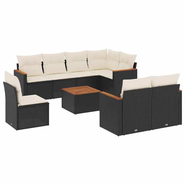 vidaXL Garden Sofa Set Black, Cream White