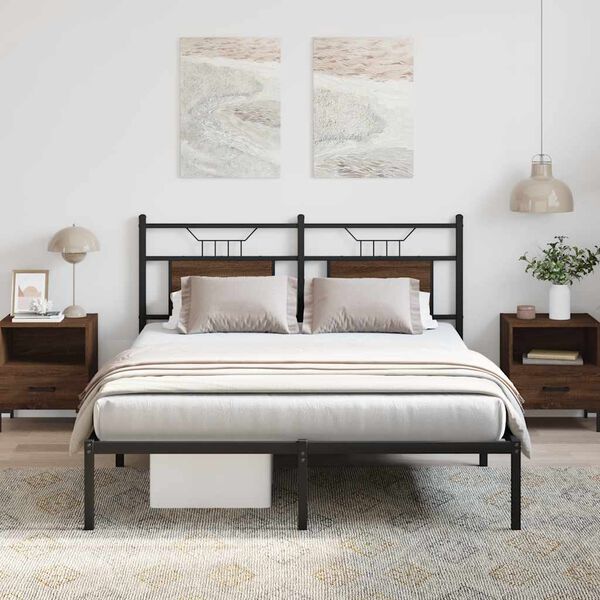 vidaXL Bed Frame Smoked Oak Engineered wood and steel Double Bed Frame