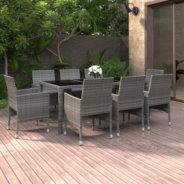 vidaXL Garden Dining Set Grey
