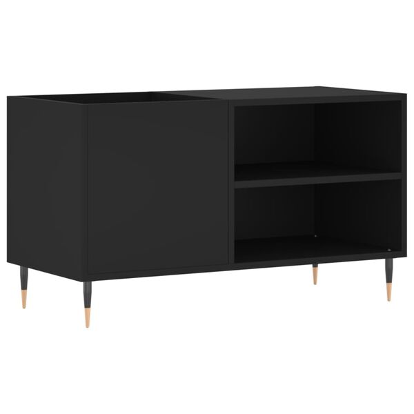vidaXL Record Cabinet Black Engineered wood, iron Medium Record Cabinet