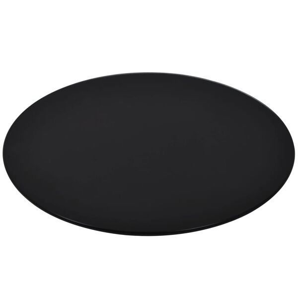 vidaXL Table Top Black Tempered Glass 31.5 in Table Top Round