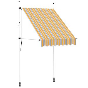 vidaXL Retractable Awning Yellow and Blue Stripes Polyester with PU Coating
