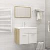 vidaXL Bathroom Furniture Set White and Sonoma Oak Engineered wood Medium
