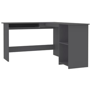 vidaXL Corner Desk Grey Engineered wood 47.2x55.1x29.5 in