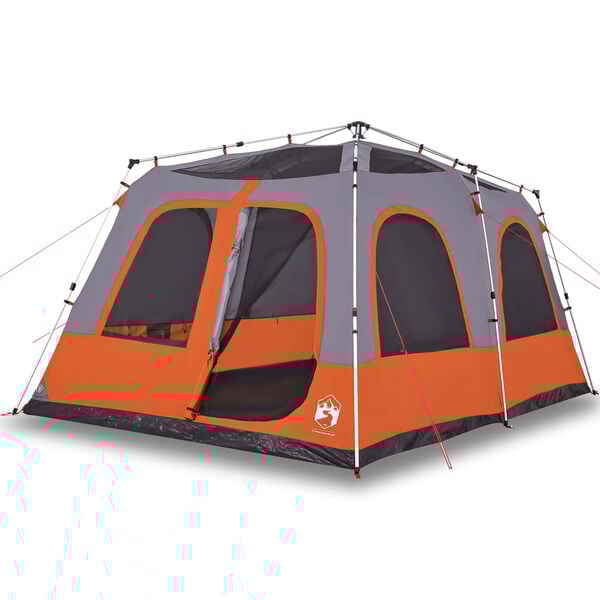 vidaXL Family Tent Dome 8-Person Gray and Orange Quick Release