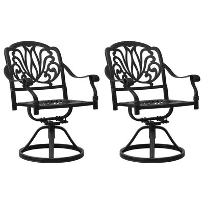 Vidaxl Swivel Patio Chairs 2 Pcs Cast Aluminum Black Com - Black And White Check Patio Chairs