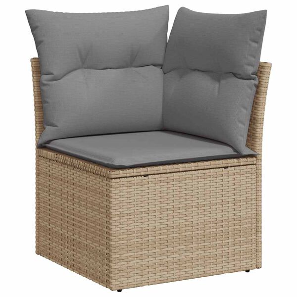 vidaXL Garden Sofa Set Beige Poly Rattan Large Modular Garden Sofa Set
