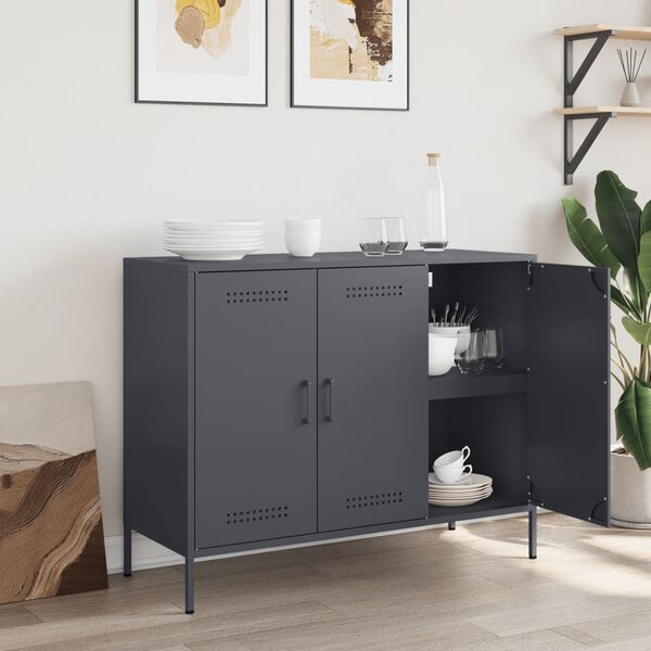 vidaXL Sideboard Anthracite Cold-rolled steel Medium Adjustable Feet