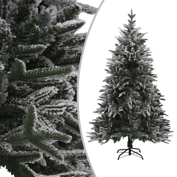 vidaXL Artificial Christmas Tree Green with white flocked snow