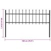vidaXL Garden Fence with Spear Top Steel 71.3" x 23.6" Black