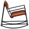 vidaXL Rocking Chair Brown and Black Real Leather and Powder-Coated Iron