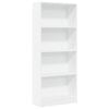 vidaXL Bookcase White Engineered Wood Medium Bookcase Rectangular