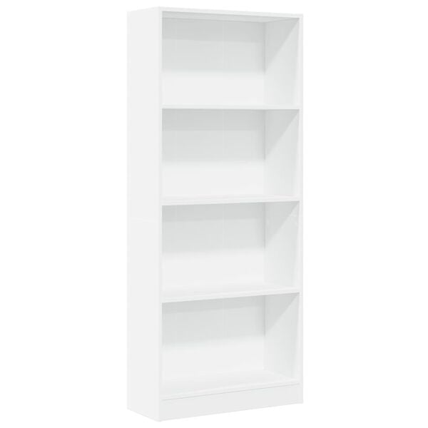 vidaXL Bookcase White Engineered Wood Medium Bookcase Rectangular