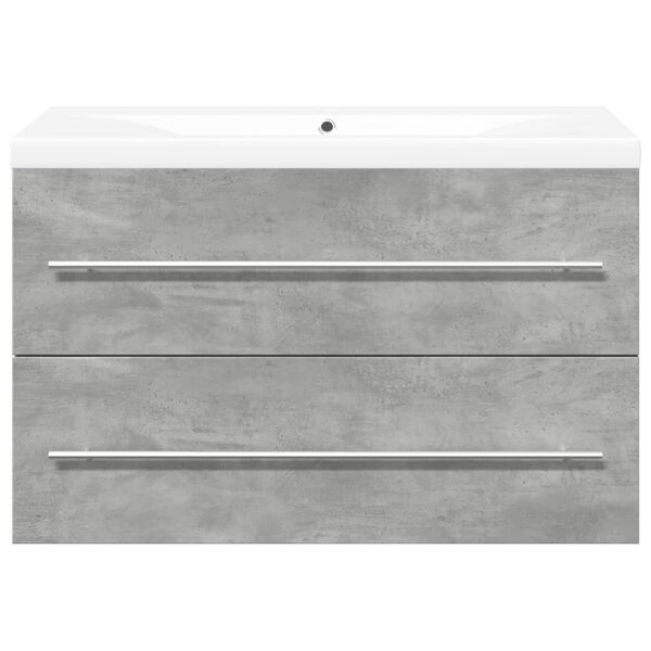 vidaXL Bathroom Furniture Set Concrete grey, White Engineered wood, Ceramic
