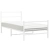 vidaXL Bed Frame White Powder-Coated Steel Twin Bed Frame Rectangular