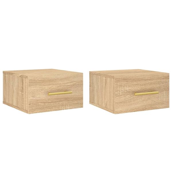 vidaXL Wall-mounted Bedside Cabinet Set of 2 Sonoma oak Engineered wood