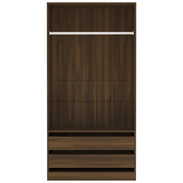 vidaXL Wardrobe Brown Oak Engineered Wood Compact Wardrobe Rectangular