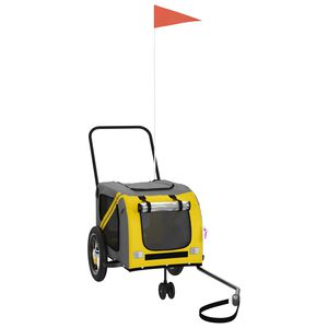 vidaXL Pet Bike Trailer Yellow and Black Oxford fabric, Iron, PVC Small