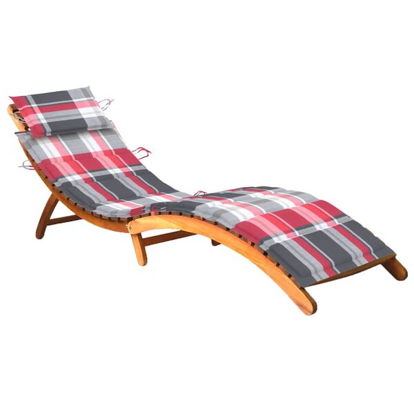 vidaXL Patio Sunlounger Natural Wood Solid Acacia wood, Polyester fabric