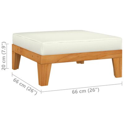 vidaXL Sectional Footrest with Cream White Cushion Solid Acacia Wood