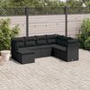 vidaXL Garden Sofa Set Black PE Rattan Large Adjustable Feet