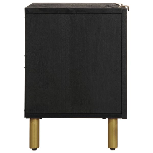 vidaXL TV Cabinet Black Engineered wood, Solid mango wood, Brass