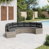 vidaXL Patio Sofa Half-Round Gray Poly Rattan PE rattan Large