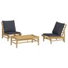 vidaXL Garden Lounge Set Natural bamboo, Dark grey cushions