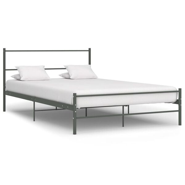 vidaXL Bed Frame Gray Metal Full Durable Bed Frame Rectangular