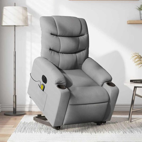 vidaXL Electric Stand Up Massage Recliner Chair Light Grey