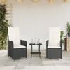 vidaXL Reclining Garden Chair Set of 2 Black PE rattan Regular