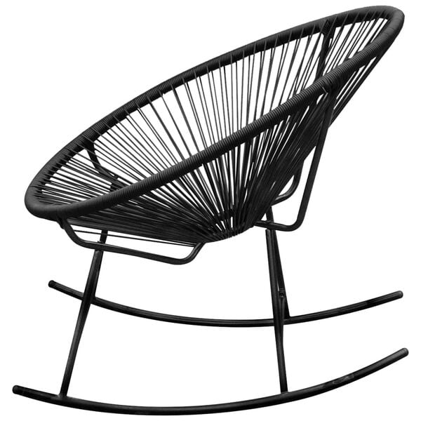 vidaXL Rocking Chair Black PE rattan, Powder-coated steel Medium Durable