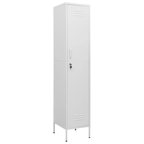 vidaXL Locker Cabinet White Steel 13.8 x 18.1 x 70.9 in Locker Cabinet