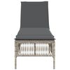 vidaXL Sun Lounger Light Grey PE Rattan, Powder-Coated Steel Extra Long