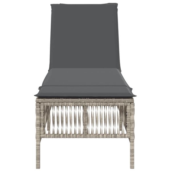vidaXL Sun Lounger Light Grey PE Rattan, Powder-Coated Steel Extra Long