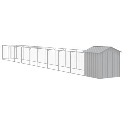 vidaXL Dog House with Roof Light Gray 46.1"x400.4"x48.4" Galvanized Steel
