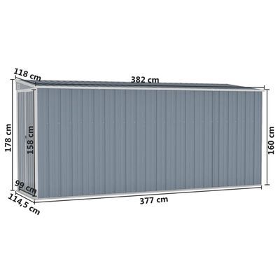 vidaXL Wall-mounted Garden Shed Gray 46.5"x150.4"x70.1" Galvanized Steel