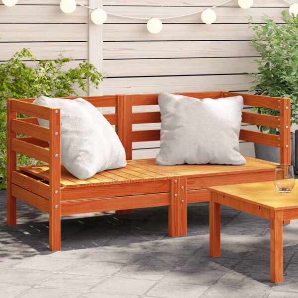 vidaXL Garden Sofa Set of 2 Wax Brown Solid Pine Wood Single Unit