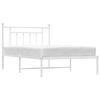 vidaXL Bed Frame White Powder-Coated Steel Twin Bed Frame Rectangular