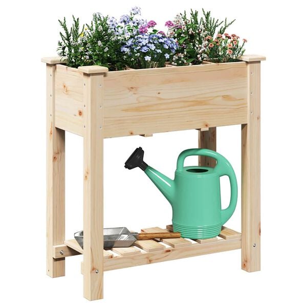 vidaXL Garden Planter Beige 27.95 x 14.57 x 30.12 in Solid Fir Wood