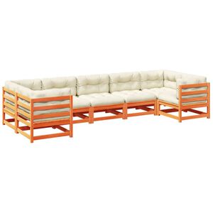vidaXL Garden Sofa Set Wax brown, Cream