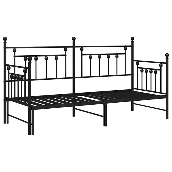 vidaXL Daybed Frame with Headboard Black 31.5" x 78.7" Steel