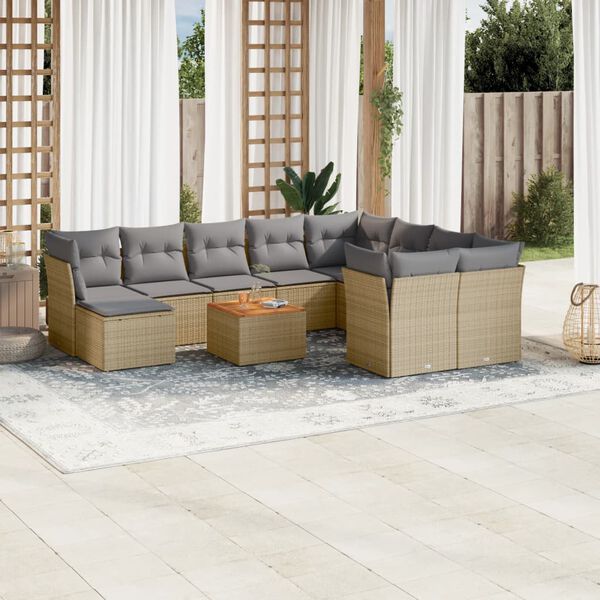vidaXL Garden Sofa Set Beige, Brown, Light Grey