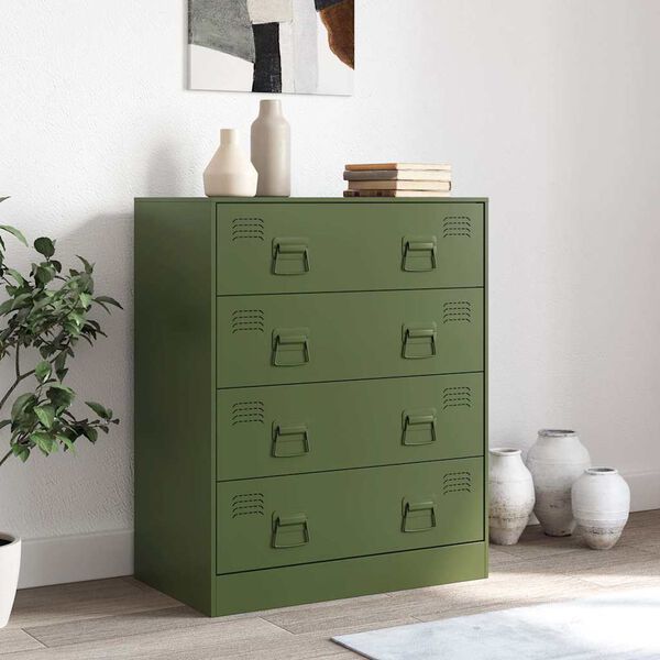 vidaXL Sideboard Olive Green Cold-rolled Steel Medium Sideboard